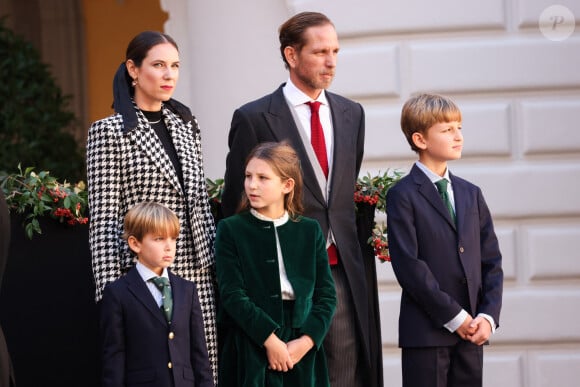 Andrea Casiraghi, Tatiana Santo Domingo, Sacha, India, Maximilien dans la cour du palais princier le jour de la fête nationale de Monaco le 19 novembre 2024. © Jean-Charles Vinaj / Pool Monaco / Bestimage 