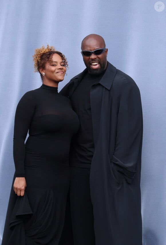 Teddy Riner et sa femme Luthna Plocus - Arrivées au défilé Balenciaga mode femme automne / hiver 2024-2025 à la Sorbonne Nouvelle lors de la Fashion Week de Paris (PFW), à Paris, France, le 3 mars 2024. © Denis Guignebourg/Bestimage