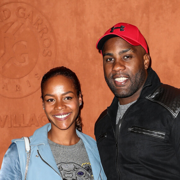 Teddy Riner, sa compagne Luthna Plocus au village lors des internationaux de tennis de Roland Garros 2019 à Paris, France, le 5 juin 2019. © Jacovides-Moreau / Bestimage