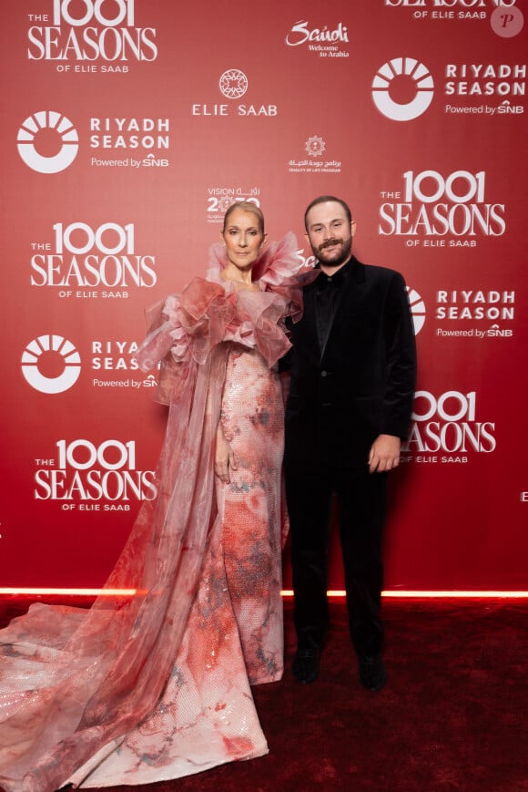 Celine Dion et son fils René-Charles Angélil au photocall du défilé anniversaire Elie Saab "1001 Seasons of Elie Saab" à l'espace "The Venue" à Riyad, Arabie saoudite le 13 novembre 2024.