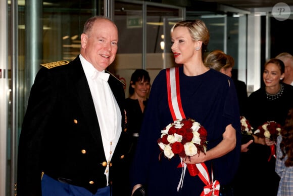 Le prince Albert II de Monaco, La princesse Charlene de Monaco durant la traditionnelle soirée de la Fête Nationale Monégasque au Grimaldi Forum à Monaco, le 19 novembre 2024. La Famille Princière et leurs convives ont assisté à un opéra en 4 actes "La Bohême". © JC VINAJ / Pool Monaco / Bestimage