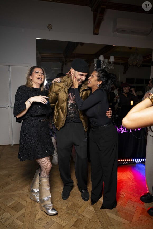 Exclusif - Magali Berdah, Bastos et Ayem Nour lors de l'anniversaire surprise de M.Berdah (43 ans) au Pavillon Gravelle à Paris le 26 novembre 2024 avec tous ses amis influenceurs. © Pierre Perusseau / Bestimage