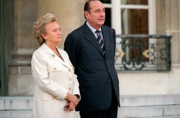 Bernadette et Jacques Chirac lors de la visite du Duc du Luxembourg à l'Elysée le 10 octobre 2000.