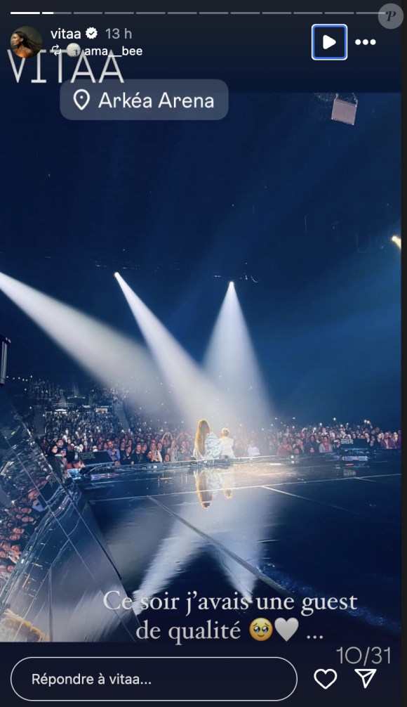 Après 15 ans de carrière, la chanteuse est actuellement en pleine tournée. 
Story Instagram de Vitaa