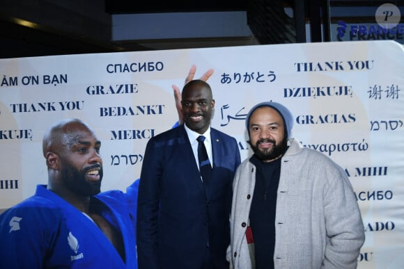 Exclusif - Pascal Gentil et Fabrice Eboué - Soirée de remerciement de Teddy Riner à la Maison du judo à Montrouge, le 29 novembre 2024. © Rachid Bellak / Bestimage 