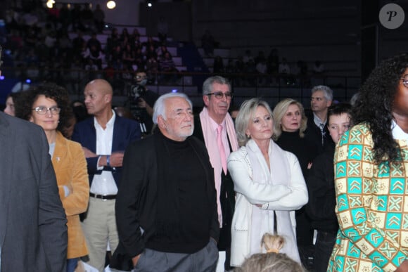 Dominique Strauss-Kahn et sa compagne Myriam L'Aouffir, Patrick Balkany - Soirée de remerciement de Teddy Riner à la Maison du judo à Montrouge, le 29 novembre 2024. Devant une centaine d'invités, Le champion olympique (11 fois) et champion olympique (5 fois) a tenu à remercier tous ceux qui l'ont soutenu tout au long de son impressionnante carrière, de son premier entraîneur en club jusqu'à sa femme et sa mère, en passant par sa psychologue de l'INSEP. Une vente aux enchères au profit de l'association de Teddy Riner a conclu la soirée. © Philippe Baldini / Bestimage 