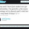 Twitter de Jim Carrey annonçant sa séparation d'avec Jenny McCarthy