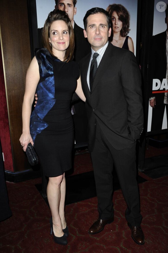 La délirante Tina Fey et Steve Carell à l'occasion de l'avant-première de Crazy Night, de Shawn Levy, qui s'est tenue au Ziegfeld Theatre, à New York, le 6 avril 2010.