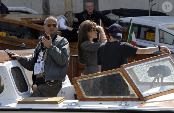 Angelina Jolie sur le tournage de The Tourist à Venise le 9 avril 2010