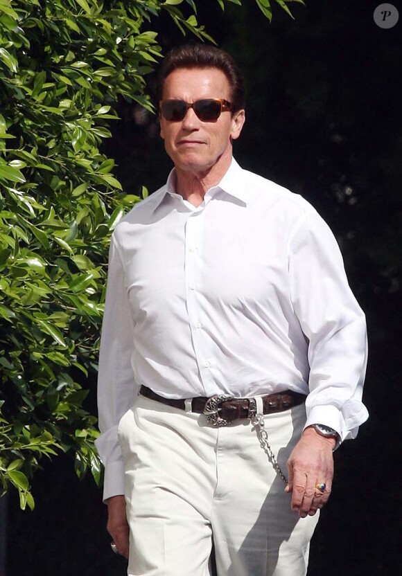 Arnold Schwarzenegger fait partie des donateurs qui ont permis la sauvegarde du signe Hollywood, le 26 avril 2010 !