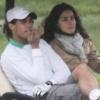 Rafael Nadal, le 20 mai 2010, s'adonne au golf sur son île de Majorque sous le regard de sa compagne Xisca