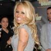 Pamela Anderson arrive à la soirée TheBigBluff.com organisée par le bloggeur Perez Hilton dans le club Industry. The BigBluff.com est un jeu qui propose une partie de poker virtuelle via Facebook le 24 mai 2010