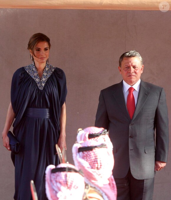 Rania de Jordanie et son époux le roie Abdullah II lors de la fête d'indépendance de la Jordanie. Le 25 mai 2010