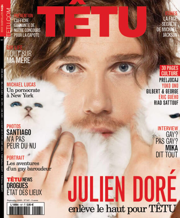 Julien Doré en couverture de Têtu n°147, septembre 2009