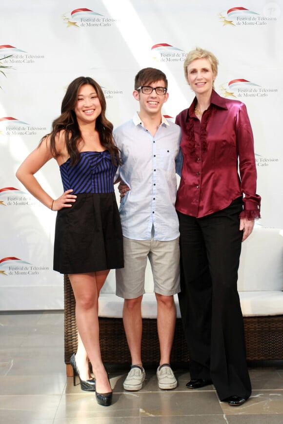 Jenna Ushkowitz, Kevin McHale et Jane Lynch (Glee) au festival de Monte-Carlo (9 juin 2010)