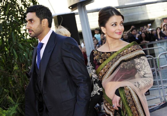 Aishwarya Rai et son mari Abhishek Bachchan lors du British Film Institute à Londres, le 16 juin 2010