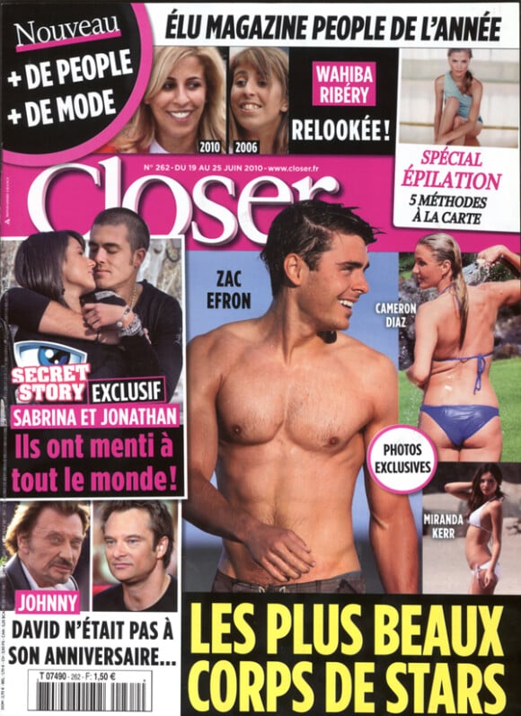 Couverture du magazine Closer en kiosques le samedi 19 juin. 