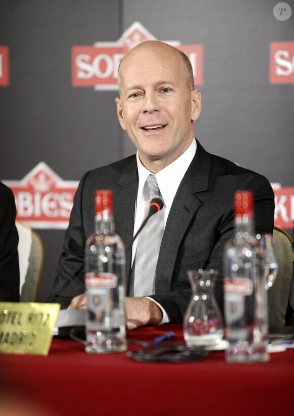 Bruce Willis a fait la promotion de la vodka Sobieski à Madrid le 21 juin 2010