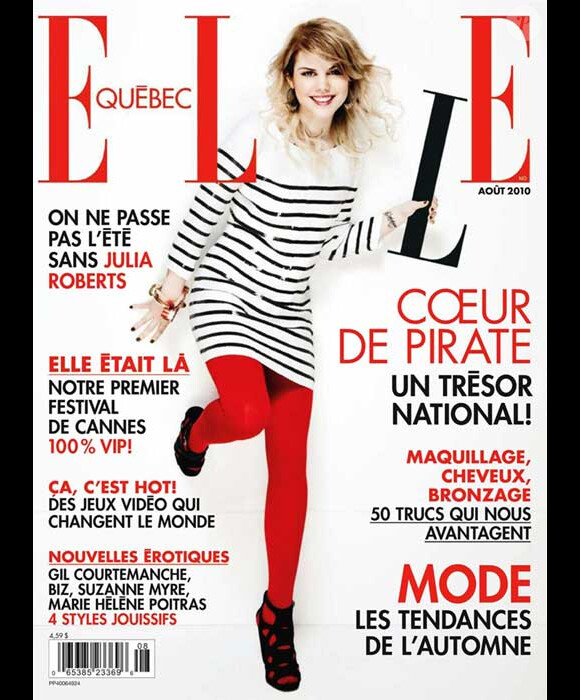 Béatrice Martin (du groupe Coeur de Pirate) pose en une du magazine ELLE Québec daté du mois d'août 2010.