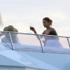 Eva Longoria et son mari Tony Parker sur leur yacht Lady Ship  au large de Sibenik, en Croatie le 4 juillet