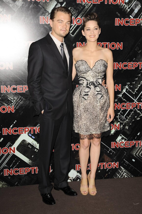 Marion Cotillard et Leonardo DiCaprio lors de la première de Inception à Paris le 10 juillet 2010.
