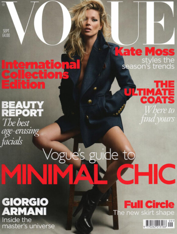 Kate Moss en couverture du Vogue UK pour le mois de septembre 2010