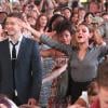 Justin Timberlake et Mila Kunis sont perdus dans la foule sur Times Square à New York pour le tournage de Friends with Benefits le 5 août 2010
