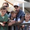 David Beckham en famille : sa femme Victoria et ses trois enfants Brooklyn, Roméo et Cruz.