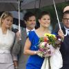 Madeleine, Carl Philip, Victoria et Daniel lors de la célébration du bicentenaire de la session du Parlement de 1810 à Orebro en Suède le 21 août 2010