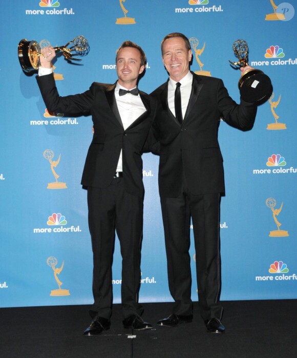 Bryan Cranston et Aaron Paul à la 62e cérémonie des Emmy Awards, le 29 août 2010.