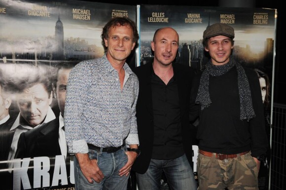 Charles Berling, Fabrice Genestal et Joffrey Verbruggen à la première de Krach, à l'UGC Cine Bercy, à Paris