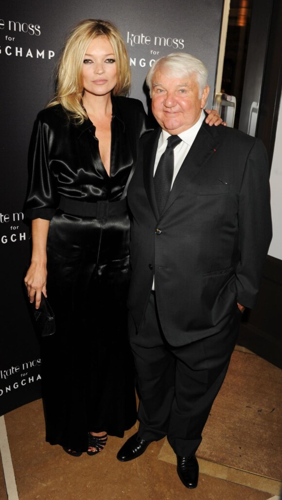 Kate Moss et Philippe Cassegrain lors de la soirée Longchamp à Londres. Mardi 21/09/10