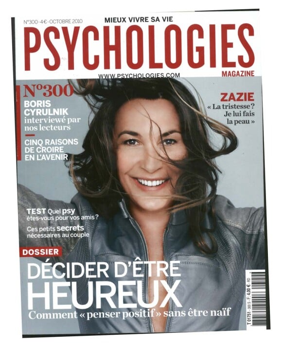 Zazie en couverture Psychologies magazine, octobre 2010