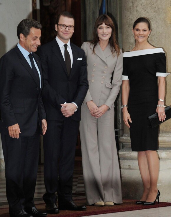 Victoria de Suède et Daniel Westling sont reçus à L'Elysée, par Nicolas et Carlita, le 28 septembre 2010.