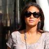 Christina Milian et sa fille Violet Madison Nash, accompagnées d'un homme, qui pourrait être le garde du corps, se rendent dans un studio d'enregistrement à Los Angeles, le 25 septembre 2010