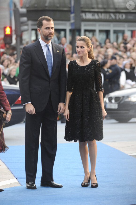 Le prince et la princesse des Asturies lors de la cérémonie de remise du prix Prince des Asturies aux champions du monde et d'Europe de football. Oviedo, le 22 octobre 2010