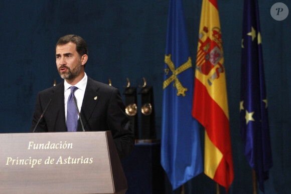 Felipe d'Espagne lors de la cérémonie de remise du prix Prince des Asturies aux champions du monde et d'Europe de football. Oviedo, le 22 octobre 2010