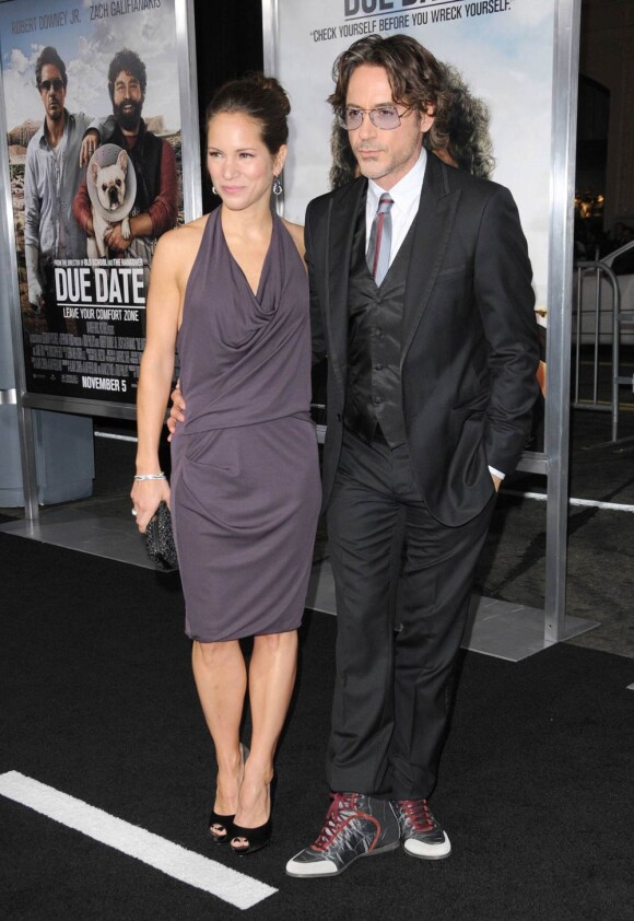 Robert Downey Jr. et Susan Downey, à l'occasion de l'avant-première de Date Limite, dans l'enceinte du Graumann's Chinese Theatre d'Hollywood, à Los Angeles, le 28 octobre 2010.