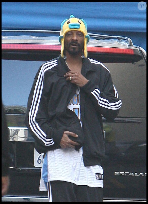 Snoop Dogg sur le tournage du clip de Kush de Dr. Dre sur l'album Detox, à Los Angeles le 17 novembre 2010