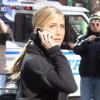 Jennifer Aniston achève le tournage de son nouveau film Wanderlust, à Manhattan, vendredi 19 novembre. Il s'agit de l'ultime jour de tournage, après plus de deux mois de travail.