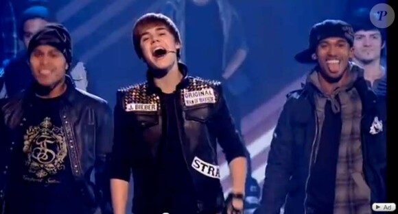 Justin Bieber sur le plateau de X Factor, Londres, le 28 novembre 2010