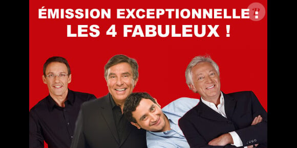 Les 4 fabuleux, émission avec Jean-Pierre Foucault, Cyril Hanouna, Julien Courbet et Laurent Boyer sur RTL le 1er janvier de 18h30 à 20h