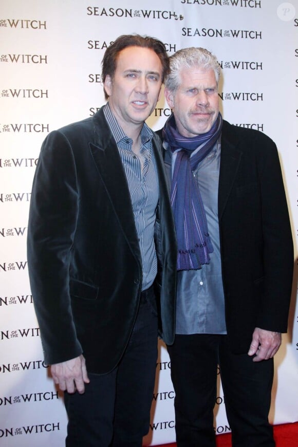 Nicolas Cage et Ron Perlman à l'occasion de l'avant-première du Dernier des Templiers, à l'AMC Loews de Lincoln Square, à New York, le 4 janvier 2011.