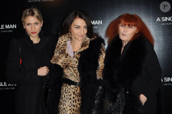 Sonia Rykiel, Nathalie et Lola lors de la première de Single Man à Paris en février 2010