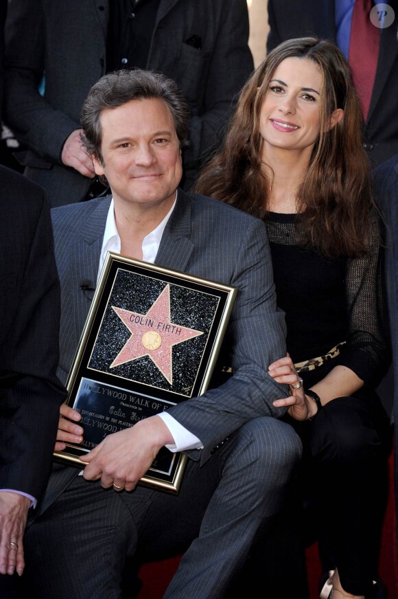 Colin Firth et sa femme Livia Giuggioli à l'occasion de l'hommage rendu à l'acteur anglais sur le Walk of Fame, à Los Angeles, le 13 janvier 2011.