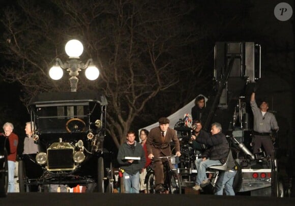Leonardo DiCaprio sur le tournage de J Edgar de Clint Eastwood, le 8 février 2011 à Los Angeles