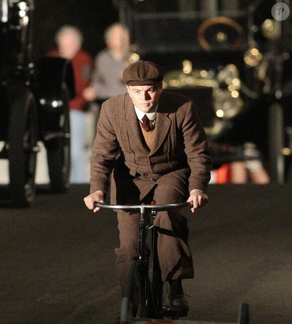 Leonardo DiCaprio sur le tournage de J Edgar de Clint Eastwood, le 8 février 2011 à Los Angeles