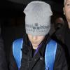 Justin Bieber arrive à l'aéroport d'Heathrow à Londres le 15 février 2011