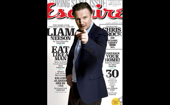 Liam Neeson en couverture d'Esquire du mois de mars 2011