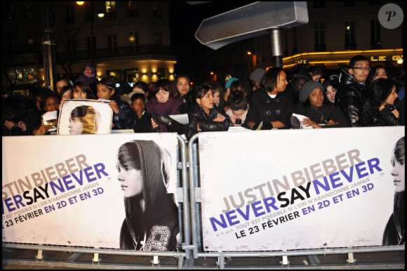 Justin Bieber lors de la première de Never Say Never au Grand Rex à Paris le 17 février 2011